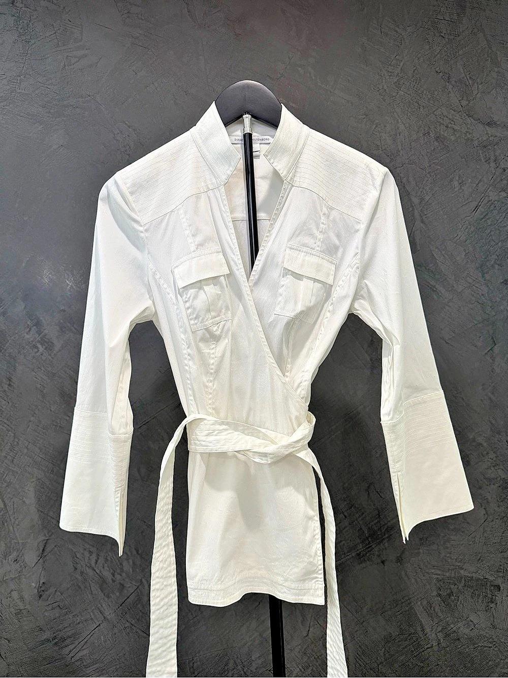 Diane von Furstenberg Meryl White Wrap Top Size 8